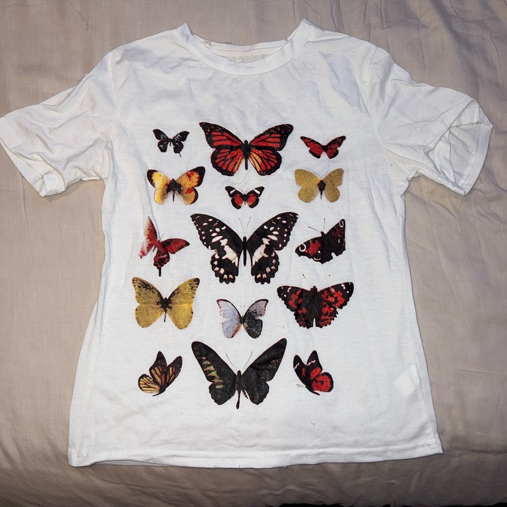 White butterfly shirt